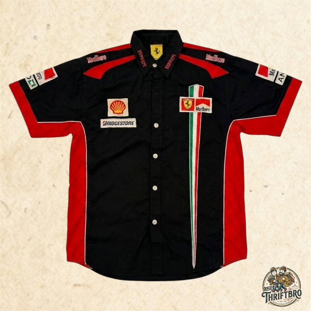 Marlboro Ferrari F1 Team Pit Crew Shirt – Schumacher Era Racing Button-Up