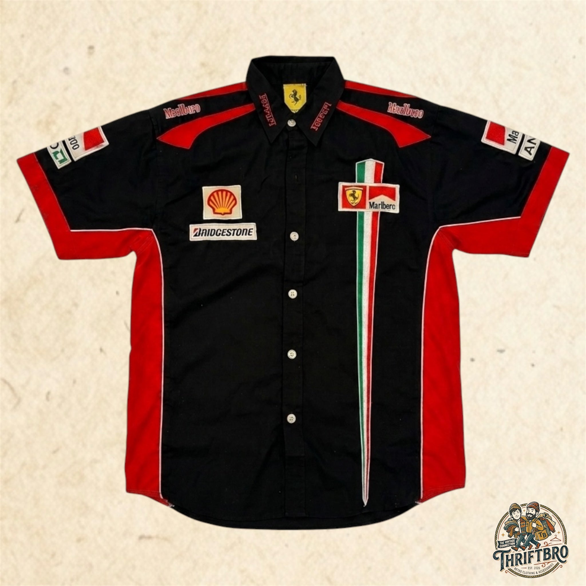 Marlboro Ferrari F1 Team Pit Crew Shirt – Schumacher Era Racing Button-Up