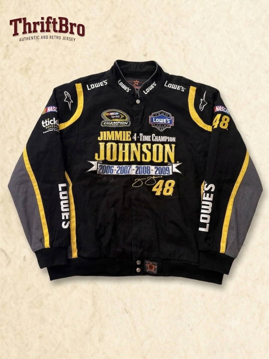 Vintage NASCAR Jimmie Johnson #48 Lowe's 4-Time Champion Racing Jacket - Size 3XL