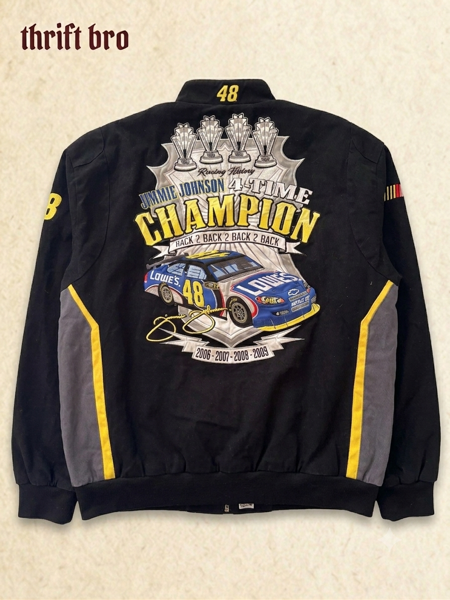 Vintage NASCAR Jimmie Johnson #48 Lowe's 4-Time Champion Racing Jacket - Size 3XL